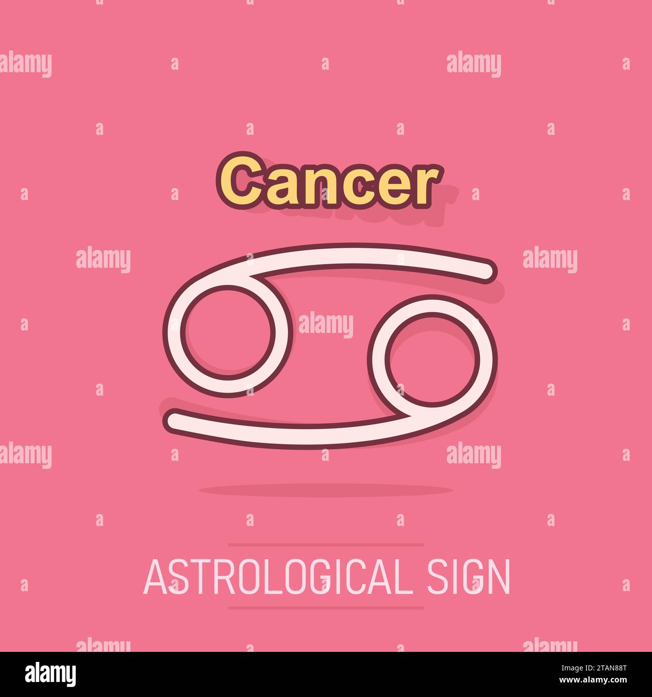 Cartoon Vector zodiac cancer icône dans le style comique. Signe astrologie illustration pictogramme. Horoscope Cancer effet splash business concept. Illustration de Vecteur