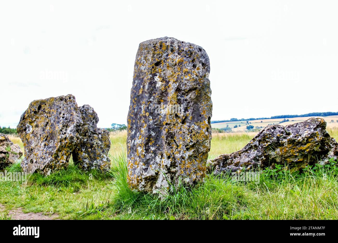 Les Rollright Stones, monuments mégalithiques en pierre à la frontière de l'Oxfordshire/Warwickshire. Banque D'Images