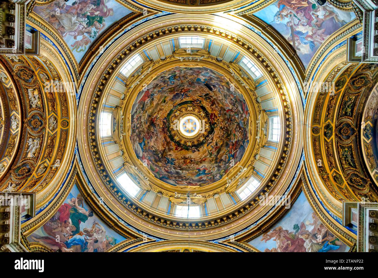 Coupole décorée de fresques de l'église de Sant' Agnese à Agone, Rome, Italie Banque D'Images