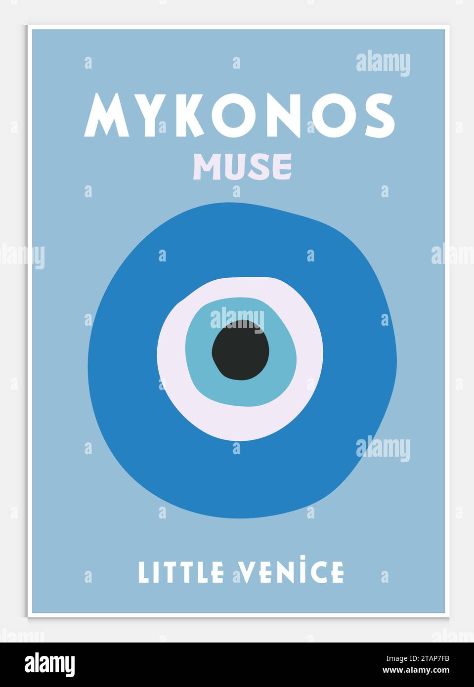 Affiche de voyage rétro Colorful Wall Home Art, Mykonos Print, Illustration de Vecteur