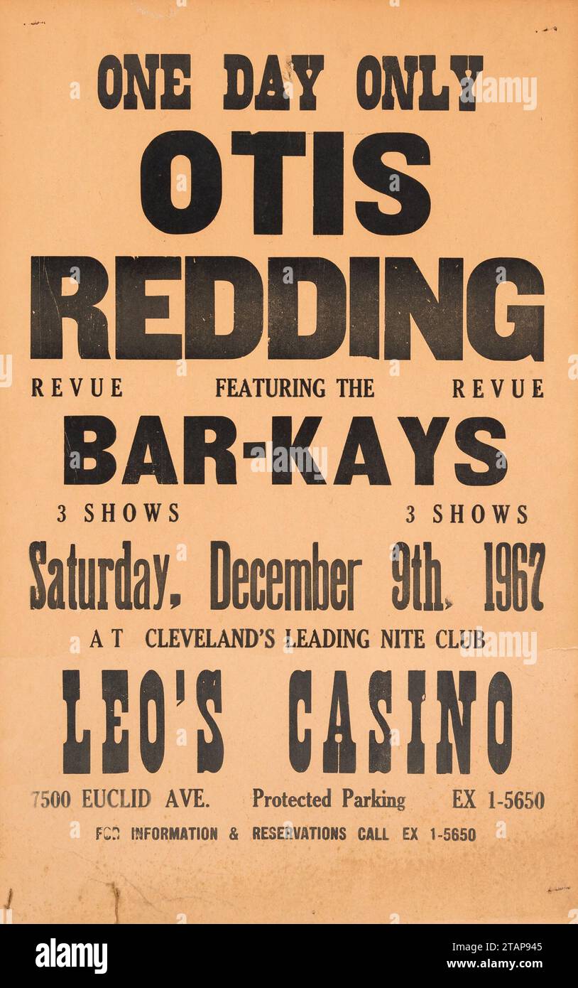 Affiche de concert Otis Redding - Leo's Casino - ses dernières performances (1967) Banque D'Images