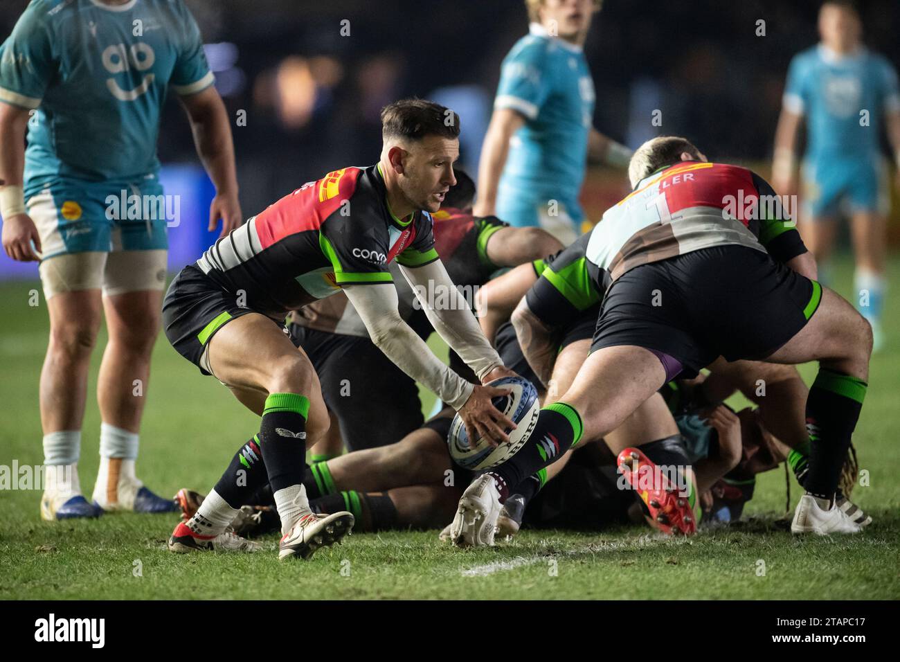 Harliquins Danny Care en action durant les Harlequins v sale Sharks, Gallagher Premiership, Rugby, Twickenham Stoop, Londres, Royaume-Uni le 1 décembre 2023. Photo de Gary Mitchell/Alamy Live News Banque D'Images