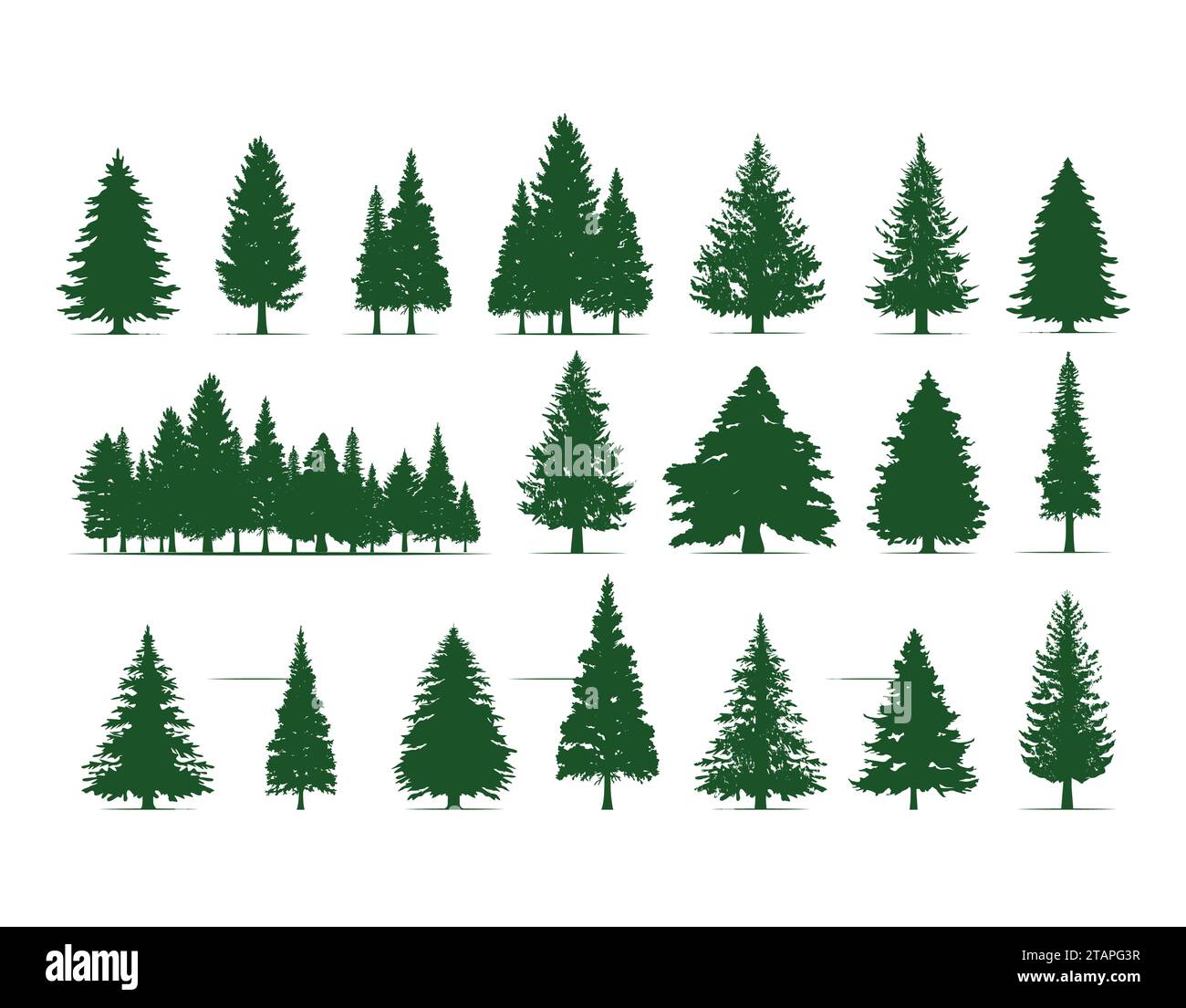 arbres vectoriels isolés sur fond blanc, les arbres vectoriels définissent le composant d'image Illustration de Vecteur