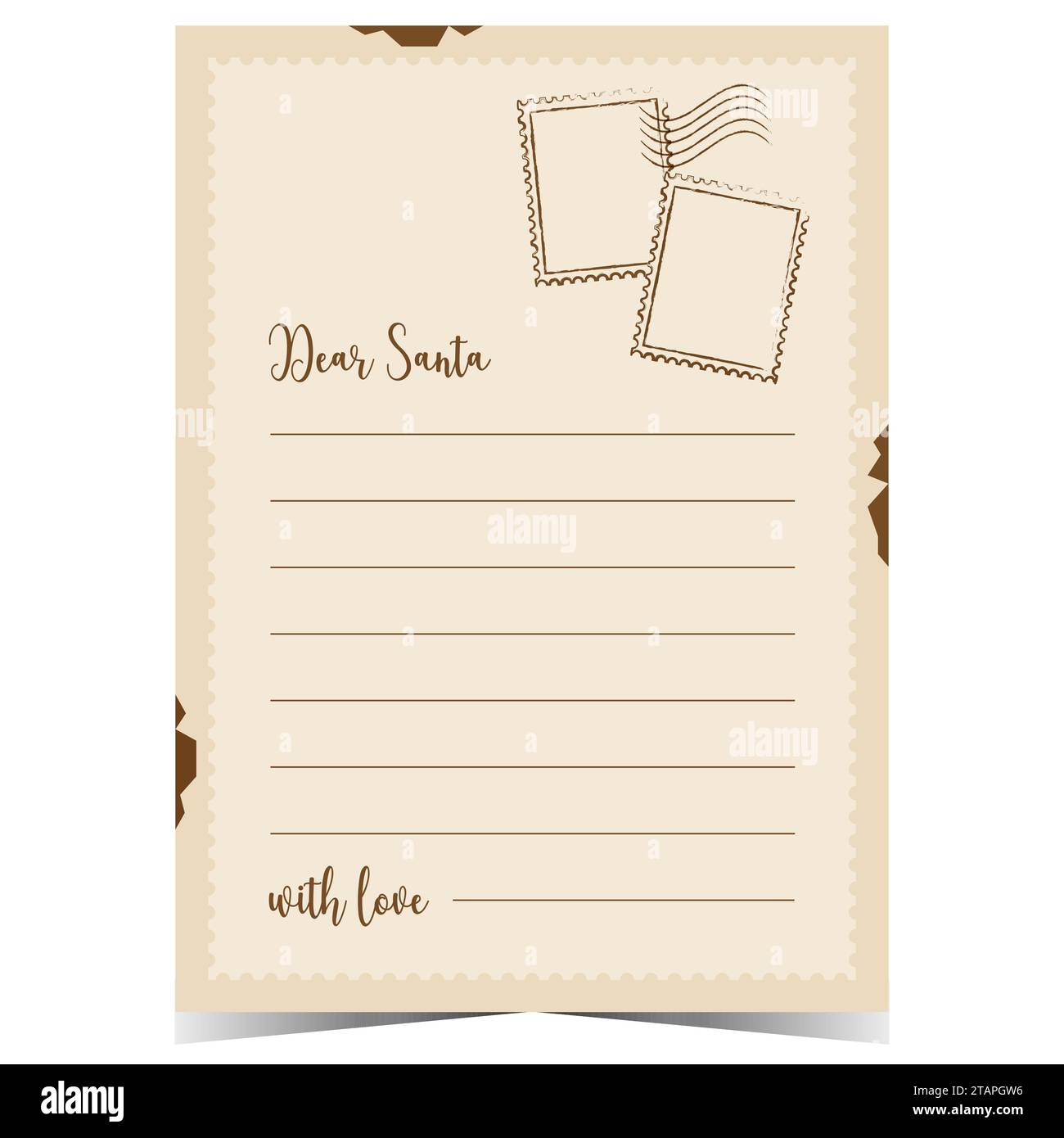 Modèle de lettre de Noël sur papier artisanal à remplir et à envoyer au