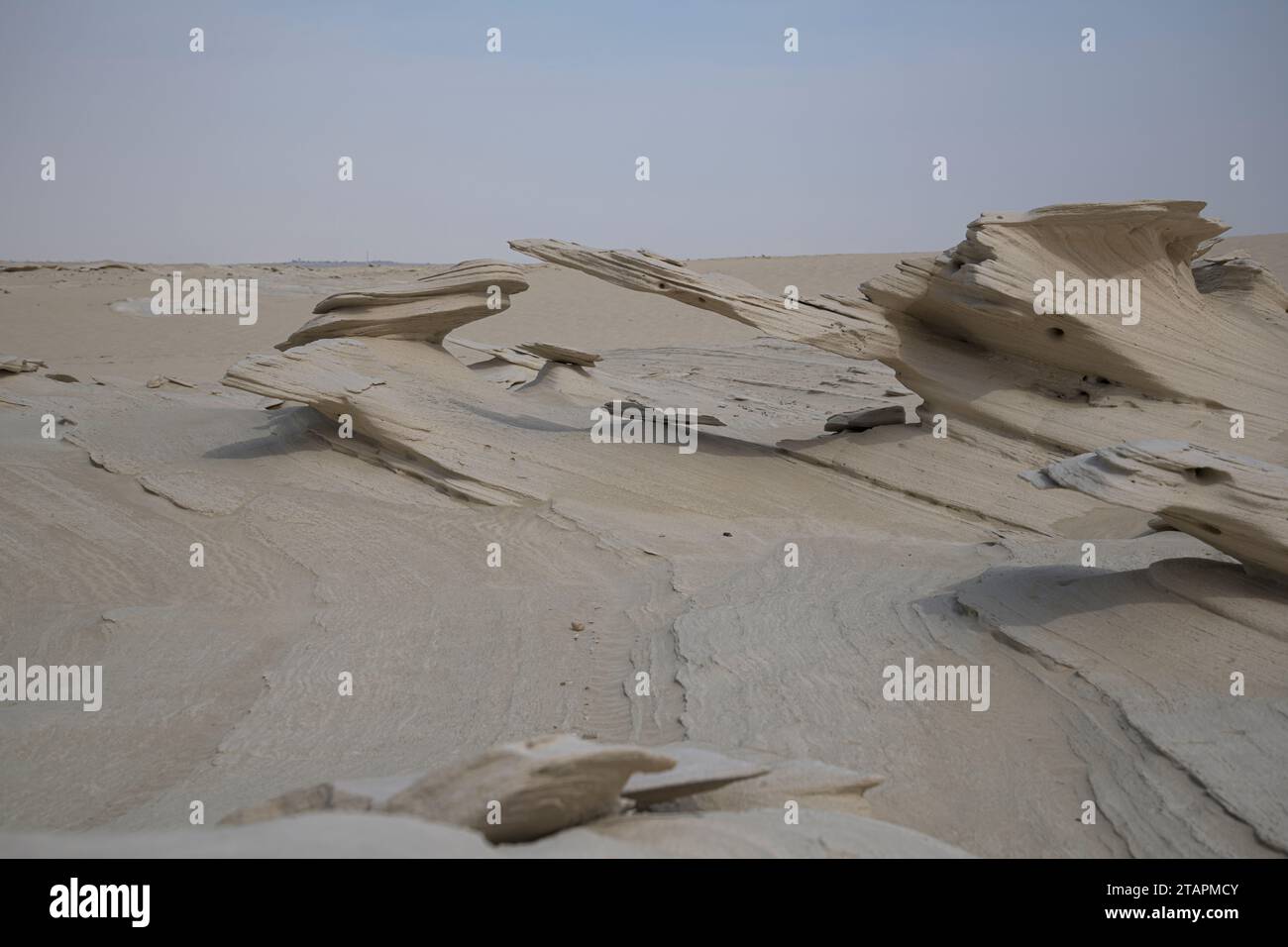 Dunes fossiles d'Al Wathba, merveilles de grès sculptées par le vent, merveille artistique de la nature dans le sable et le calcium. Abu Dhabi, Émirats arabes Unis Banque D'Images