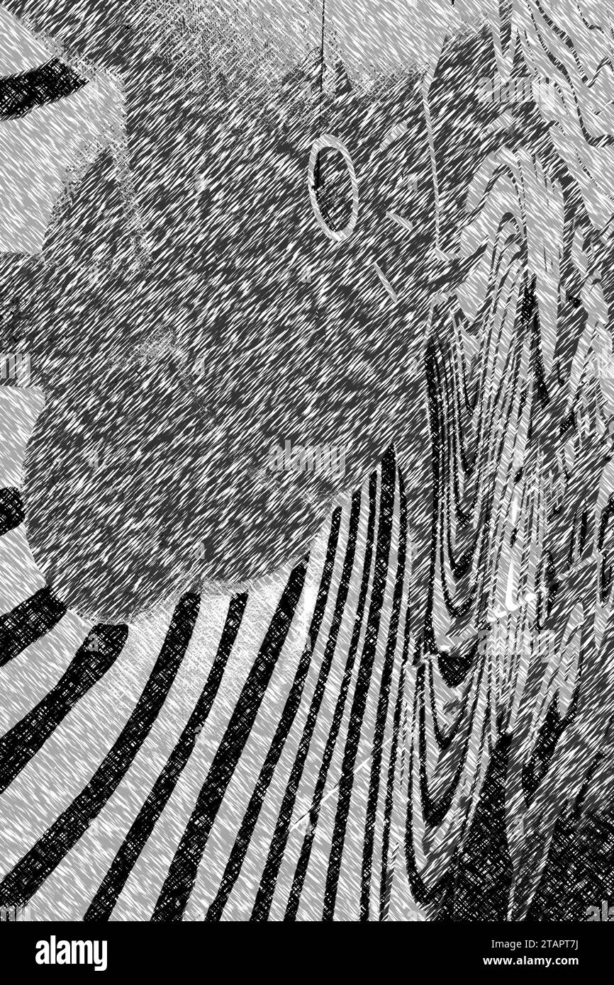 Texture noire et blanche vide avec motif monochrome et esquisse Banque D'Images
