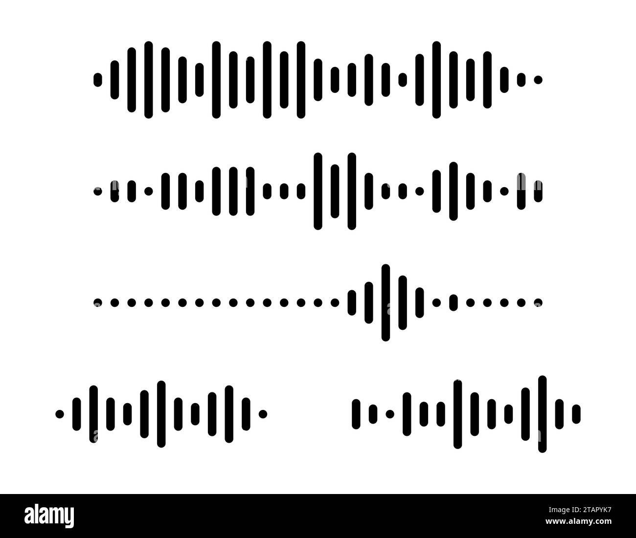 Onde sonore ou message sonore. Ensemble de musique, podcast, formes de radio. Égaliser les graphiques. Illustration vectorielle. Illustration de Vecteur