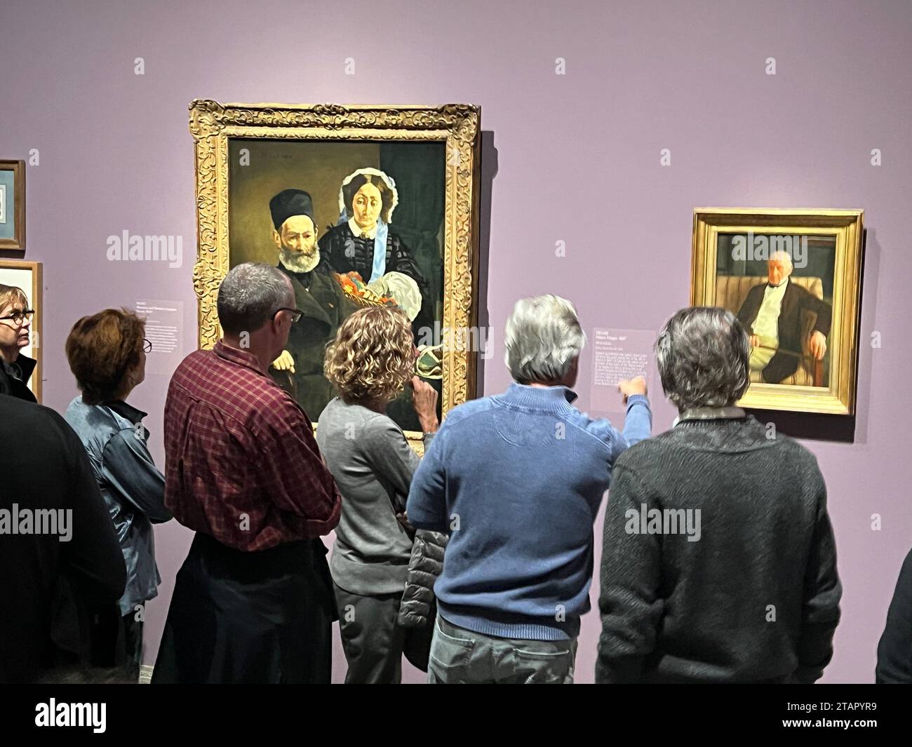 Visiteurs de l'exposition Manet/Degas au Metropolitan Museum of Art de New York. Portrait de Monsieur et Madame Auguste Manet. 1860. Huile sur toile, Banque D'Images