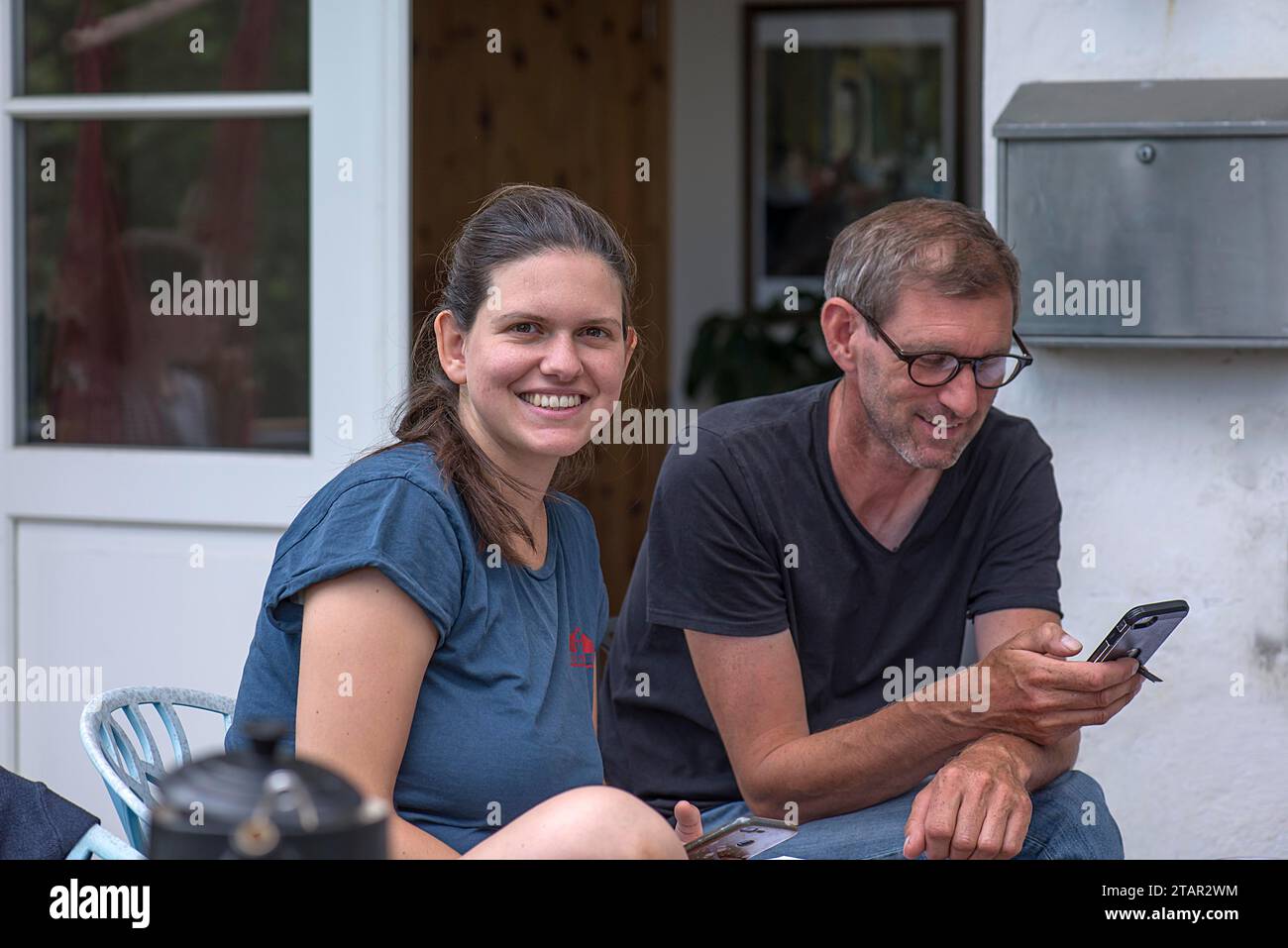 Père et fille, Mecklembourg-Poméranie occidentale, Allemagne Banque D'Images