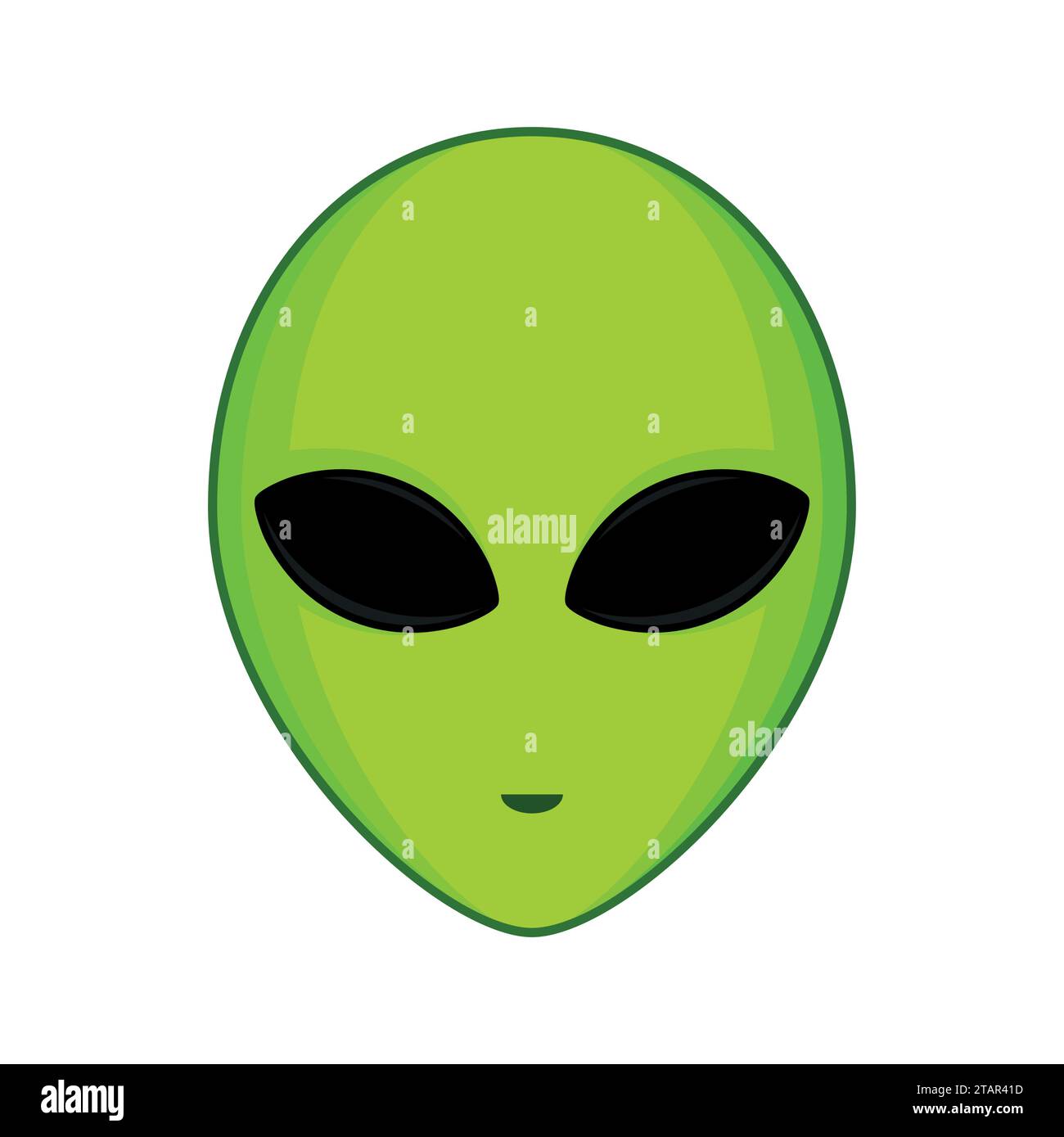 Visage Alien vert avec de grands yeux isolés sur fond blanc. Tête humanoïde extraterrestre. Illustration vectorielle Illustration de Vecteur