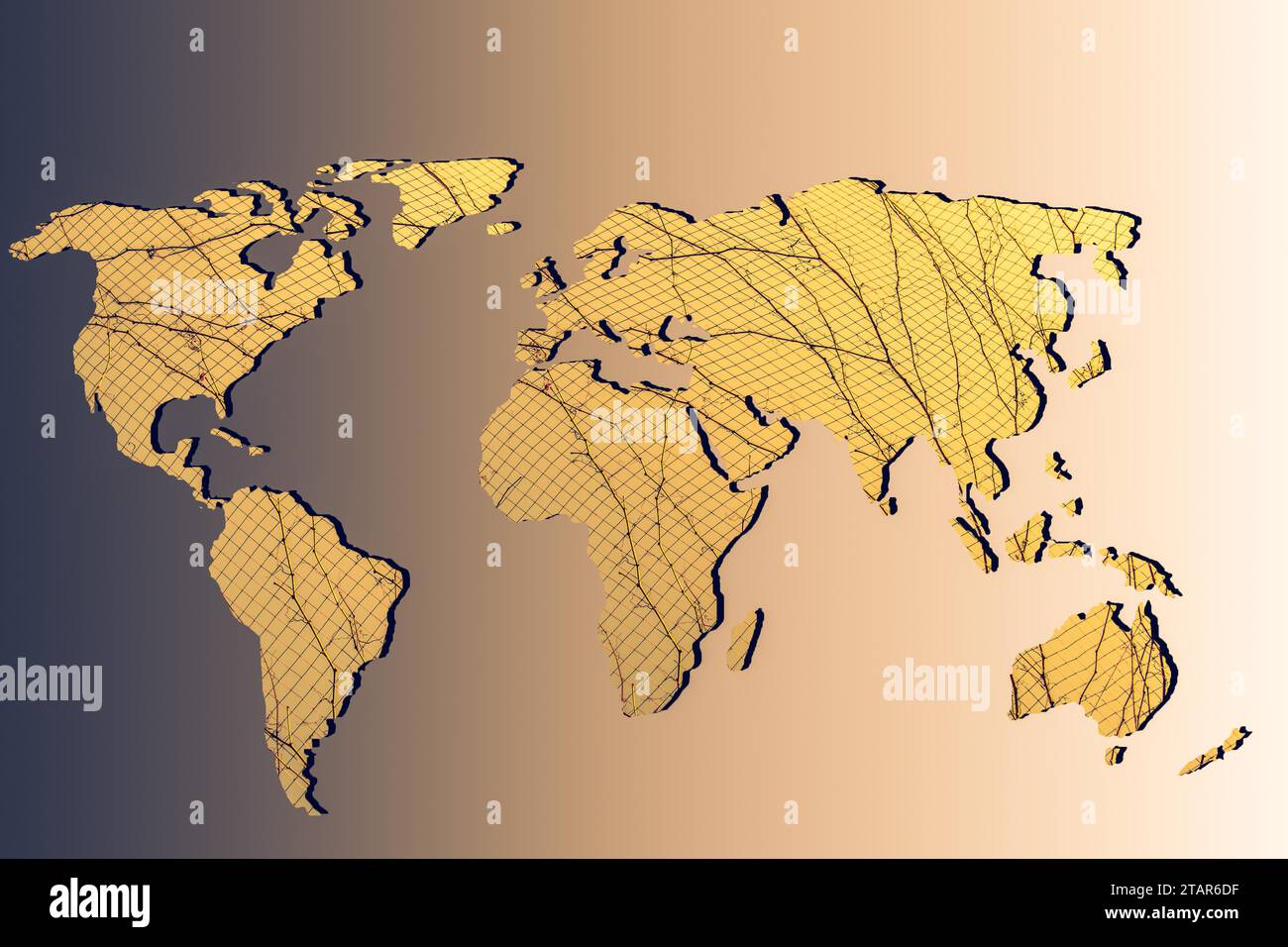 Carte du monde décrit environ avec un fond gris Banque D'Images