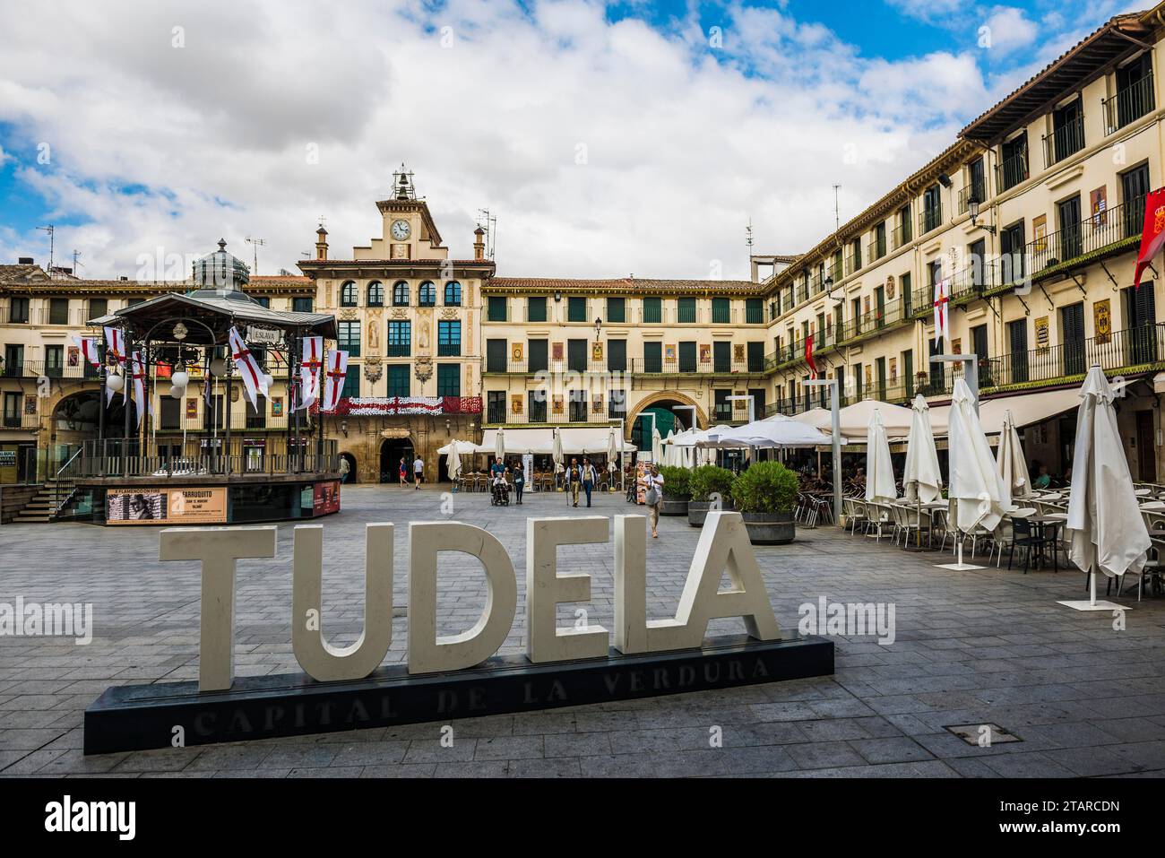 Plaza de los Fueros, Tudela, Navarra, Espagne Banque D'Images