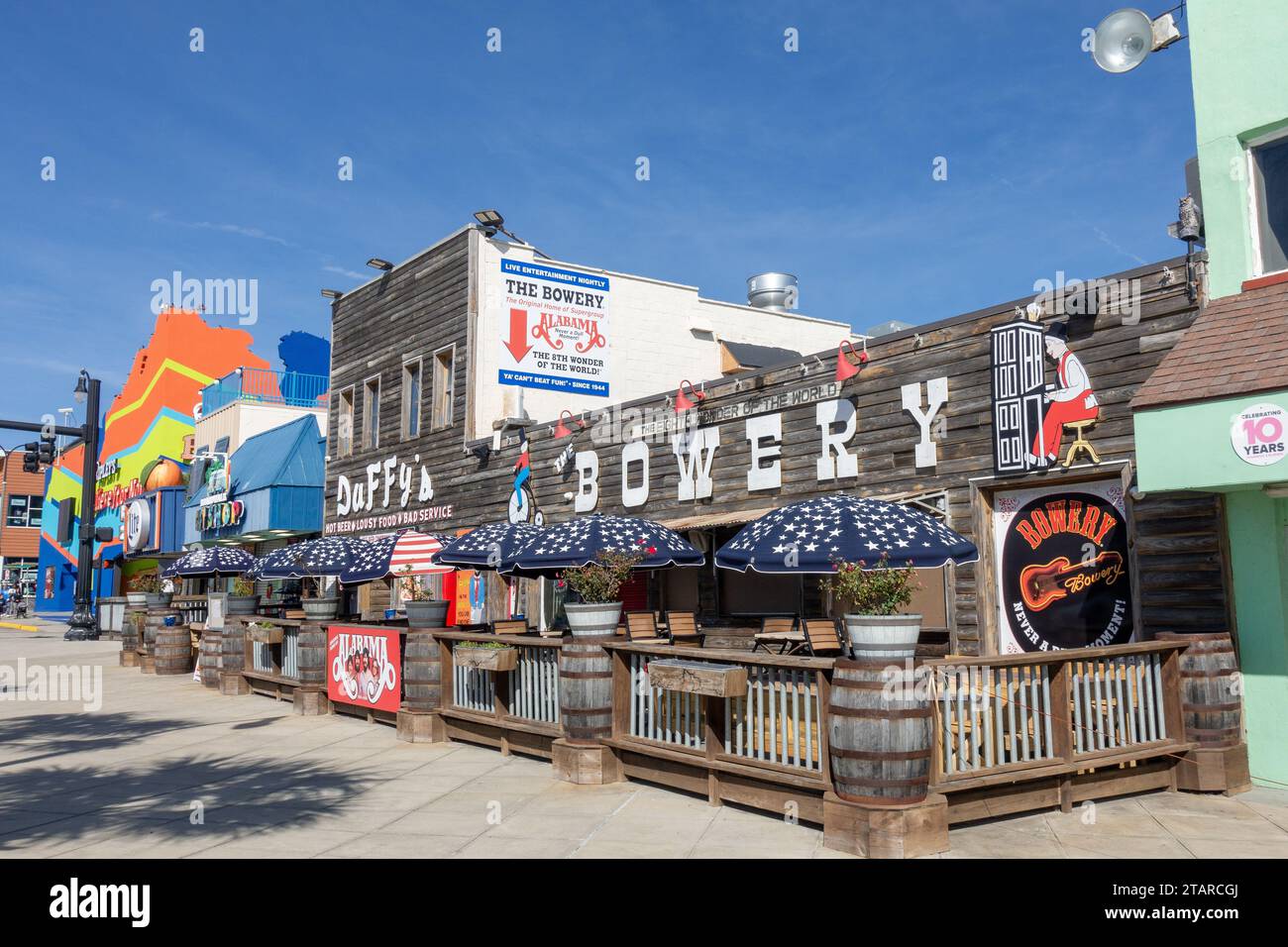 Le célèbre Bowery Live Music venue Bar à Myrtle Beach, Caroline du Sud, États-Unis, la maison du Country Rock Band Alabama Banque D'Images