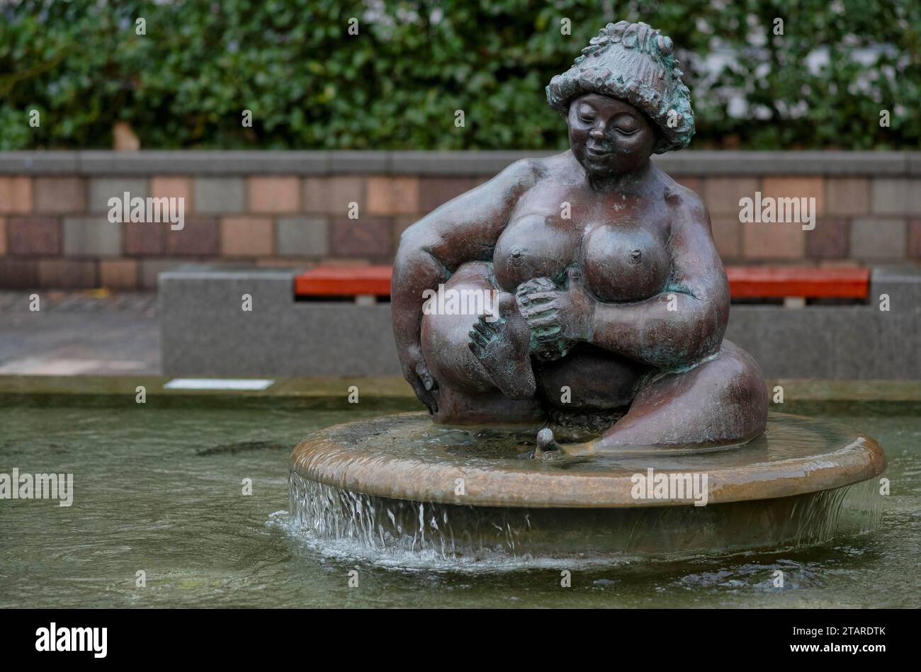 La grosse Wilhelmine, statue de fontaine, figure de fontaine, zone piétonne, Friedrichstrasse, Westerland, île de Sylt en mer du Nord, Frise du Nord Banque D'Images