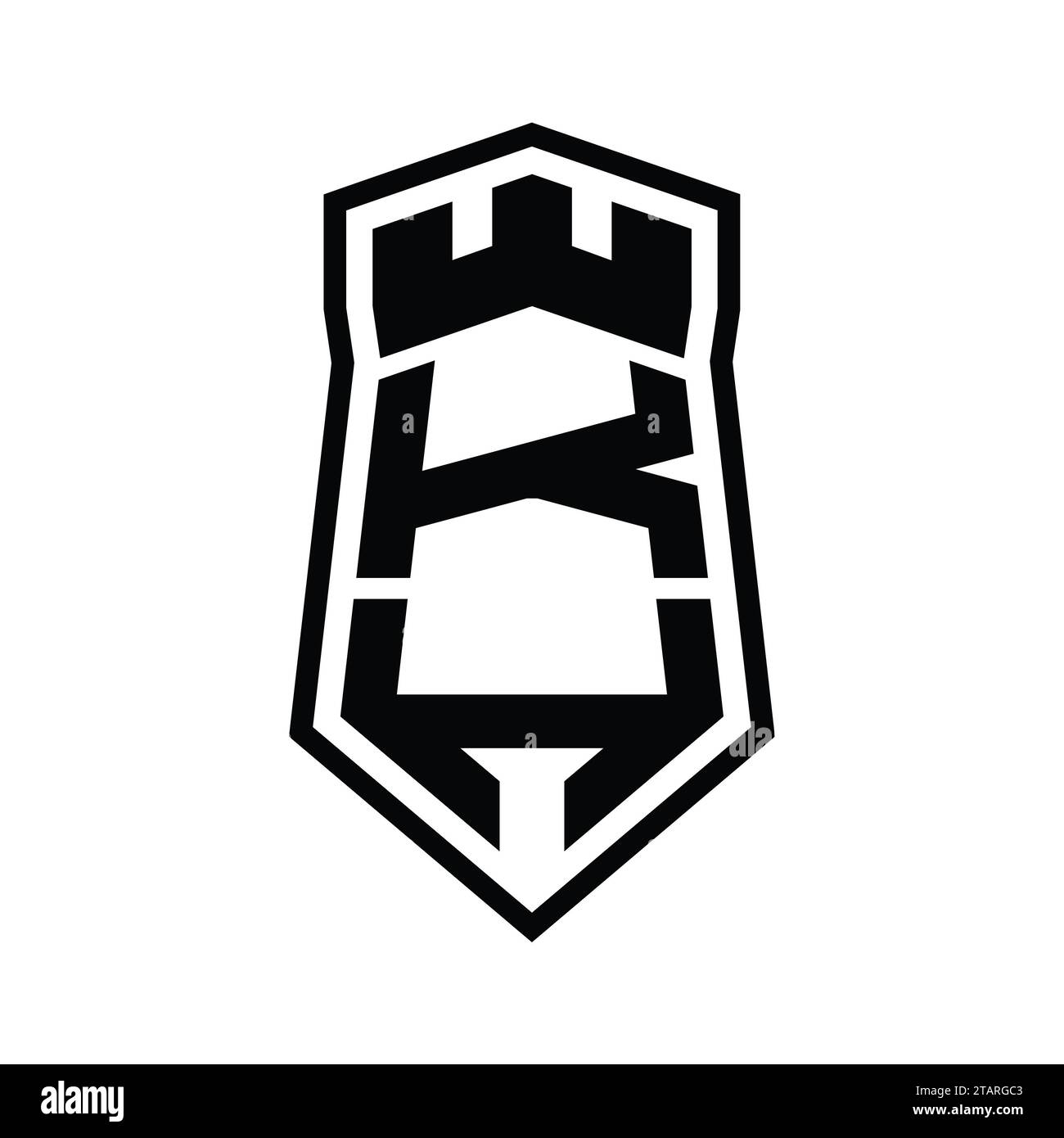 KH Letter logo forme de bouclier hexagonal monogramme haut et bas avec modèle de conception de style isolé de château de couronne Banque D'Images