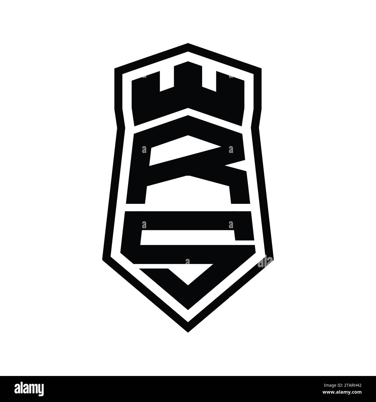 Forme de blindage hexagonal monogramme avec logo RS Letter vers le haut et vers le bas avec modèle de conception de style isolé à château de couronne Banque D'Images