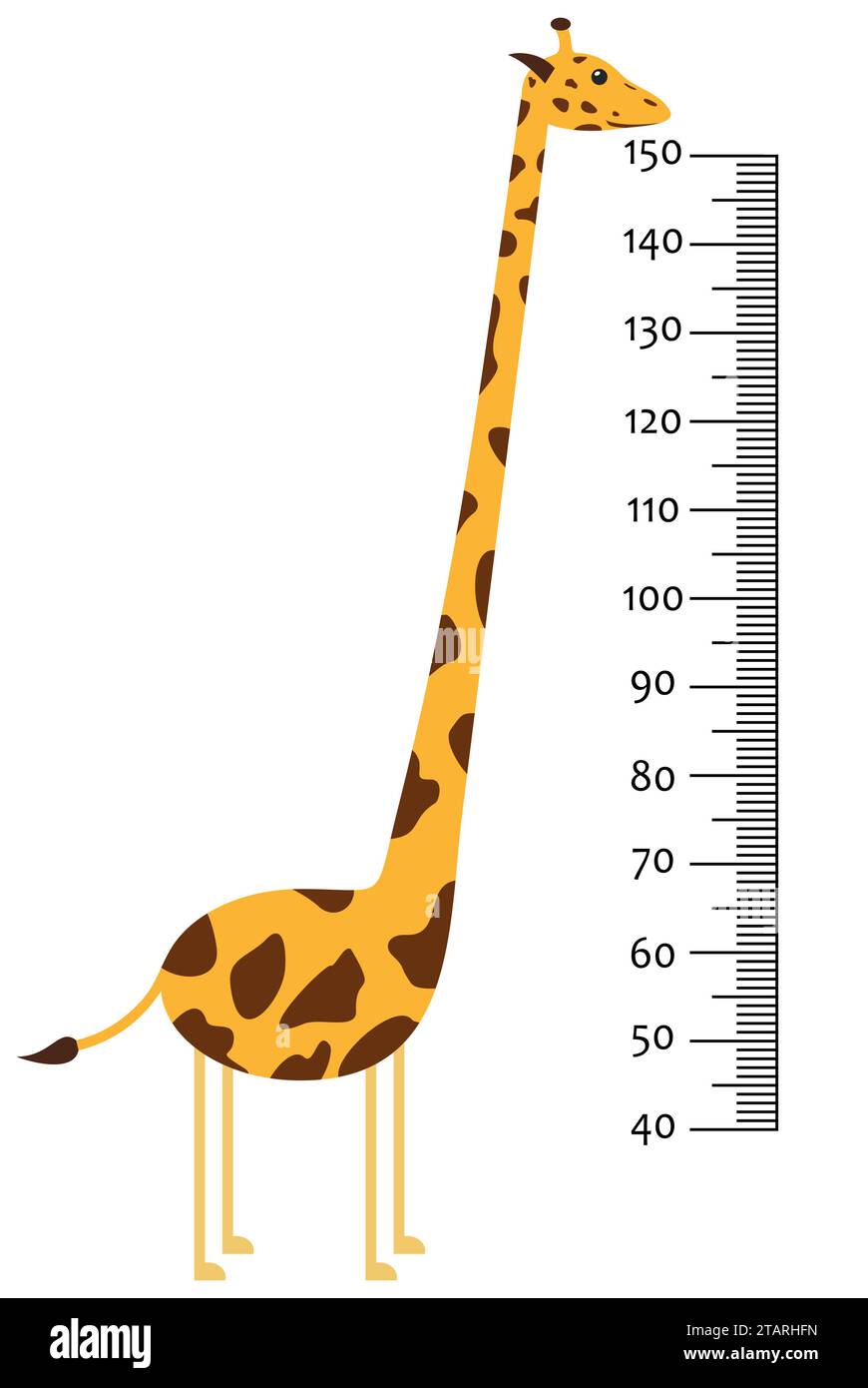 Mètre mur ou échelle de bébé de croissance avec Giraffe. Tableau des tailles pour enfants. échelle de 40 à 150 centimètre. Illustration vectorielle Illustration de Vecteur