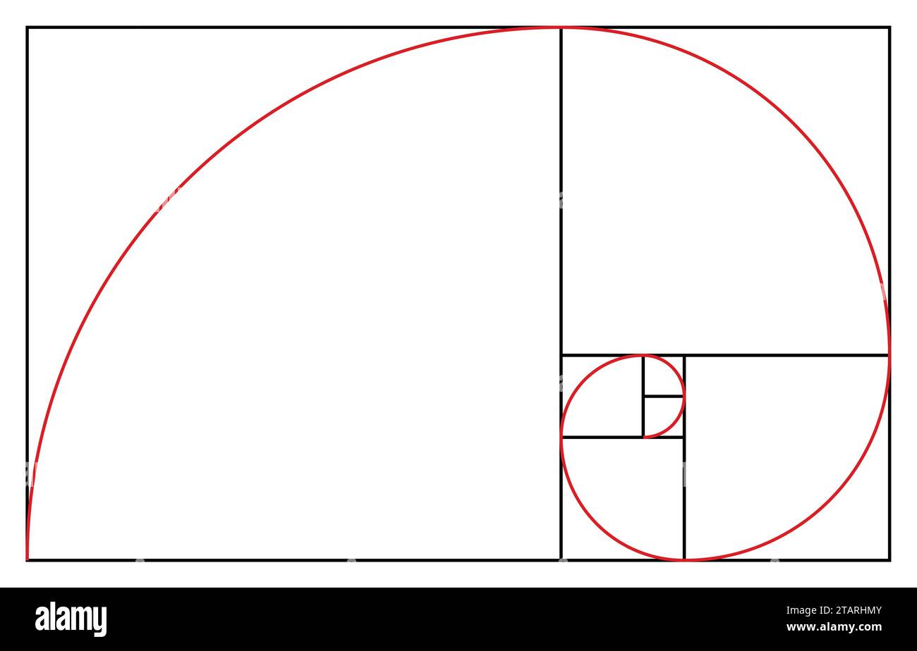 Modèle Golden ratio. Symbole de proportion. Elément de conception graphique. Spirale à section dorée. Illustration vectorielle Illustration de Vecteur