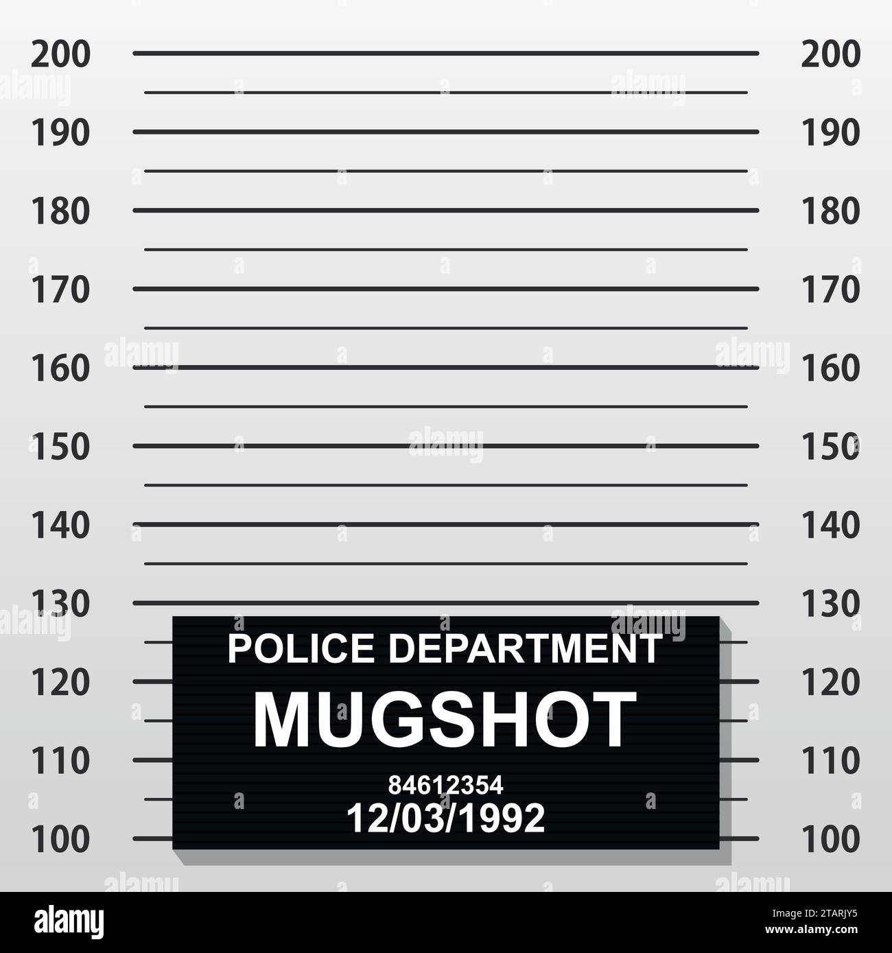 Ligne de tir de tasse criminelle. Police Mugshot ajouter une photo. Alignement vierge de la police criminelle avec échelle centimétrique pour la photographie. Illustration vectorielle Illustration de Vecteur