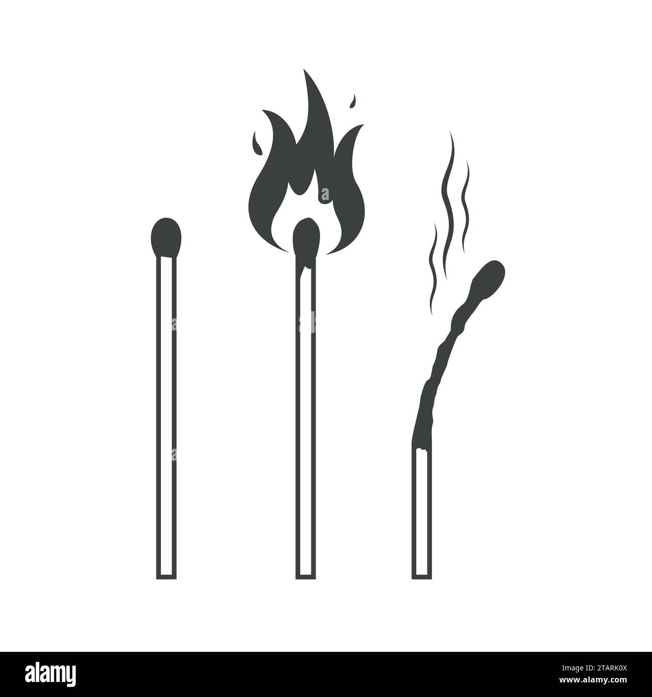 Correspond aux icônes, allumettes allumées et allumettes brûlées. Illustration vectorielle. Illustration de Vecteur