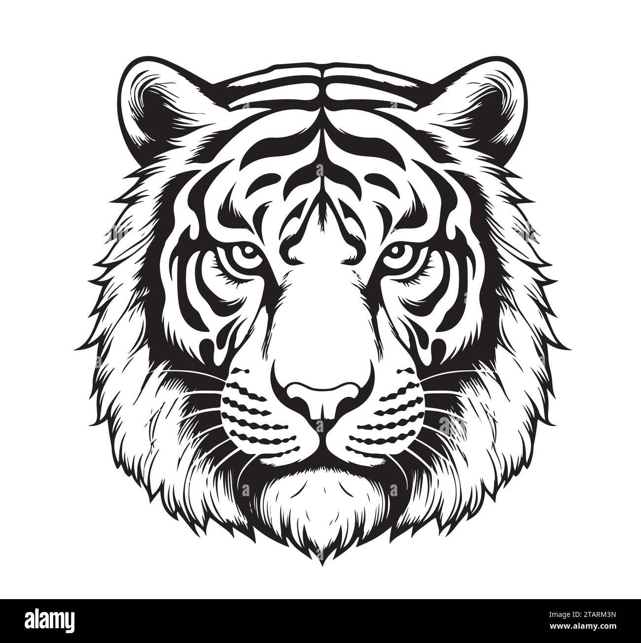 Tigre dessiné avec de l'encre des mains d'un tatouage prédateur illustration vectorielle Illustration de Vecteur