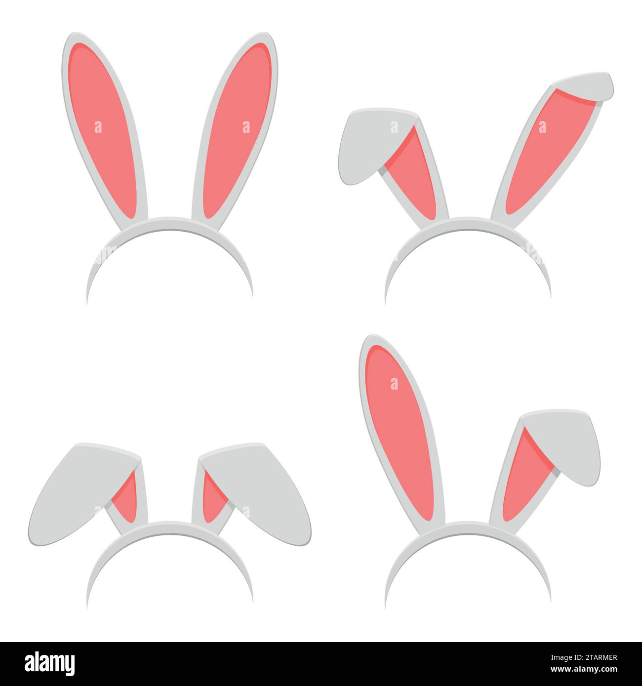 Masque d'oreilles de lapin de Pâques isolé sur fond blanc. Chapeau de ressort d'oreille de lapin dans le style plat. Coiffe, élément isolé costume pour la célébration Illustration de Vecteur