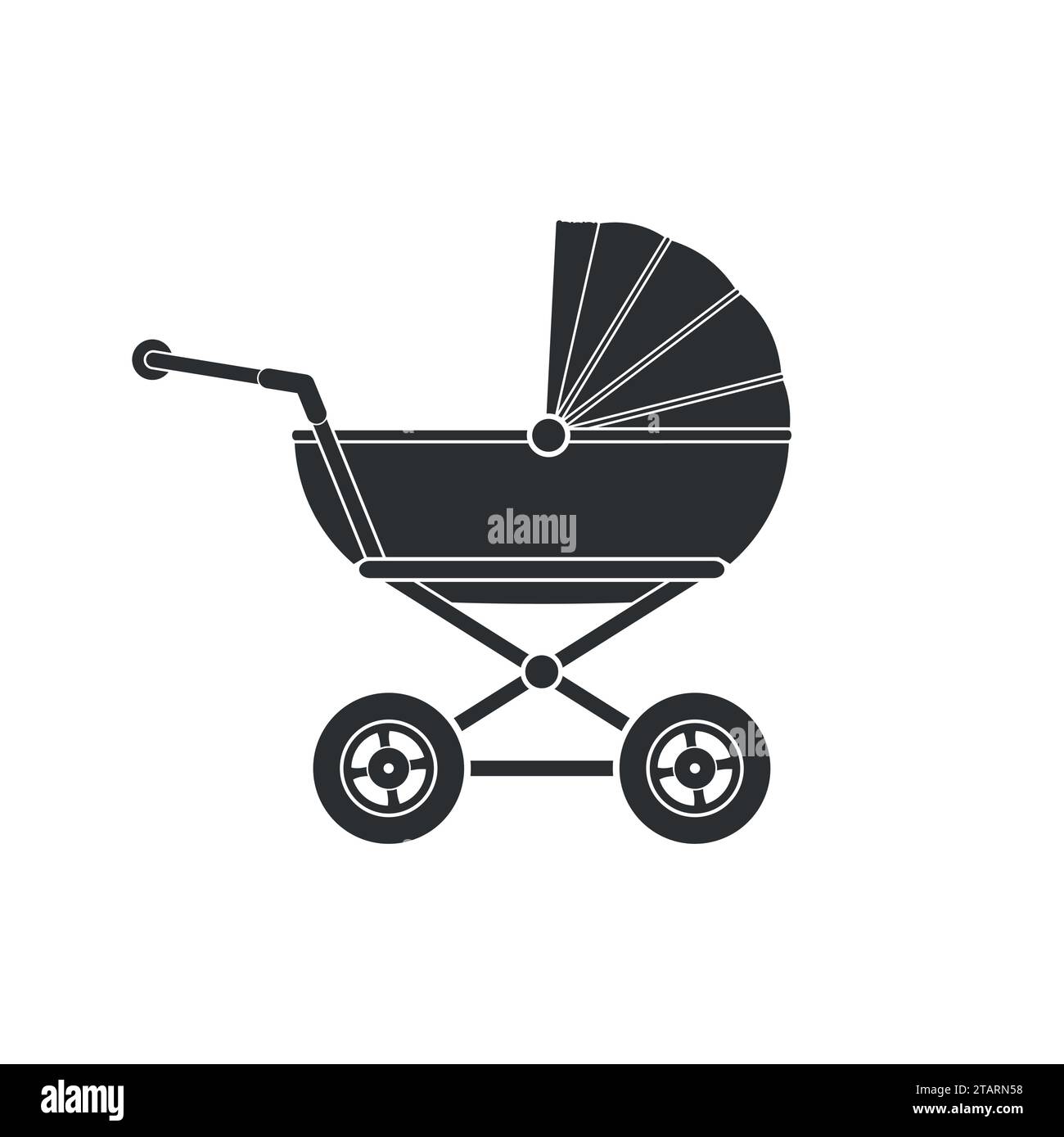 Icône de poussette de bébé isolé sur fond blanc. Landau pour enfants, illustration vectorielle d'icône de voiture d'enfant Illustration de Vecteur