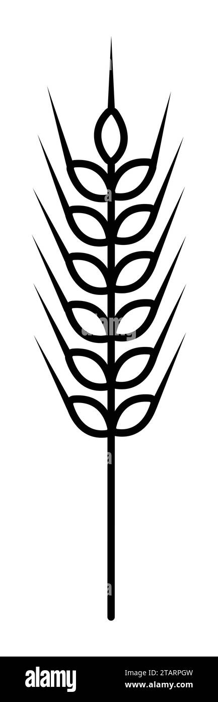 Épillet de ligne noire de céréales, icône vectorielle monochrome simple de vapeur à grain unique Illustration de Vecteur