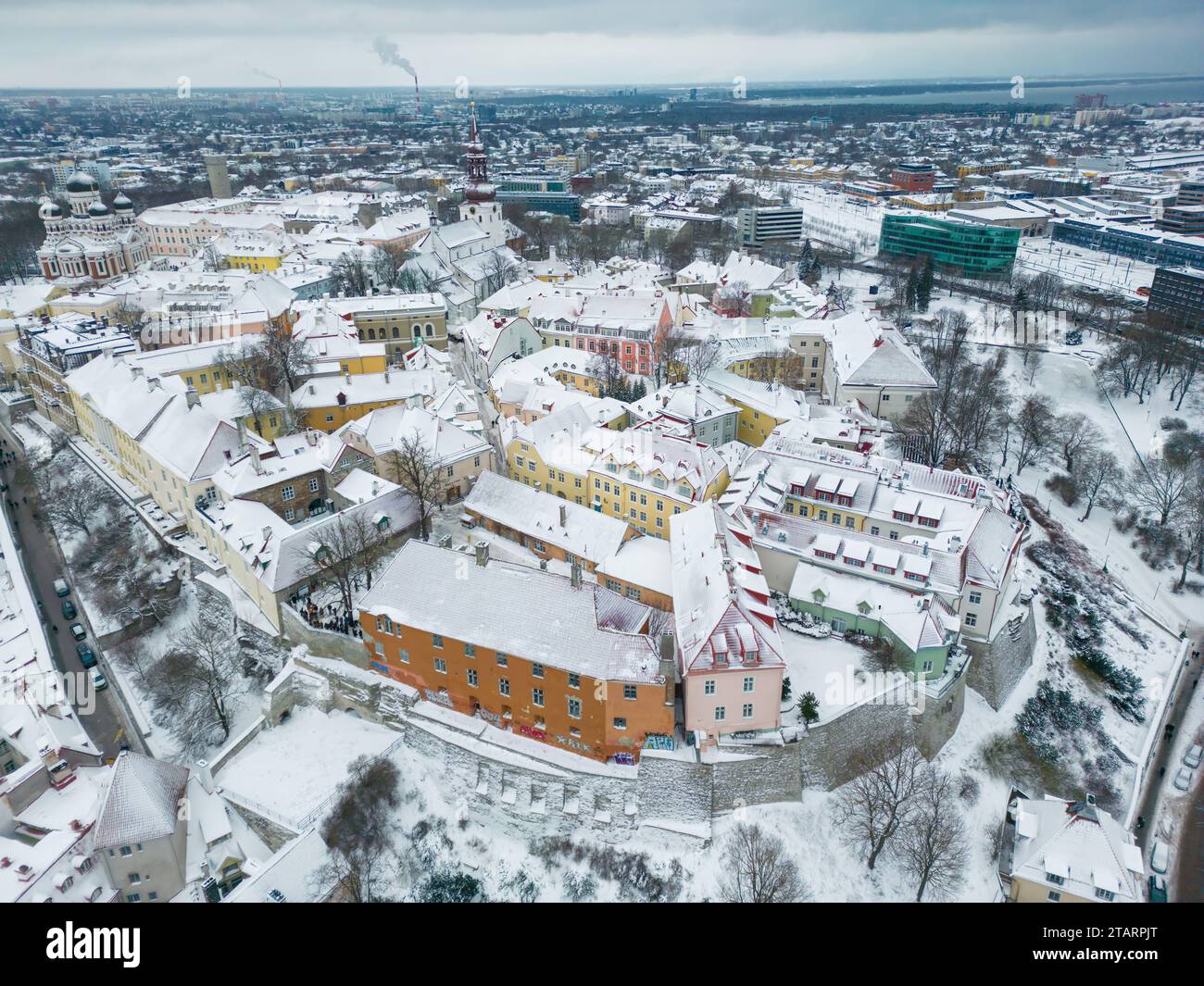 Vue aérienne de Toompea, vieille ville de Tallinn, Estonie Banque D'Images
