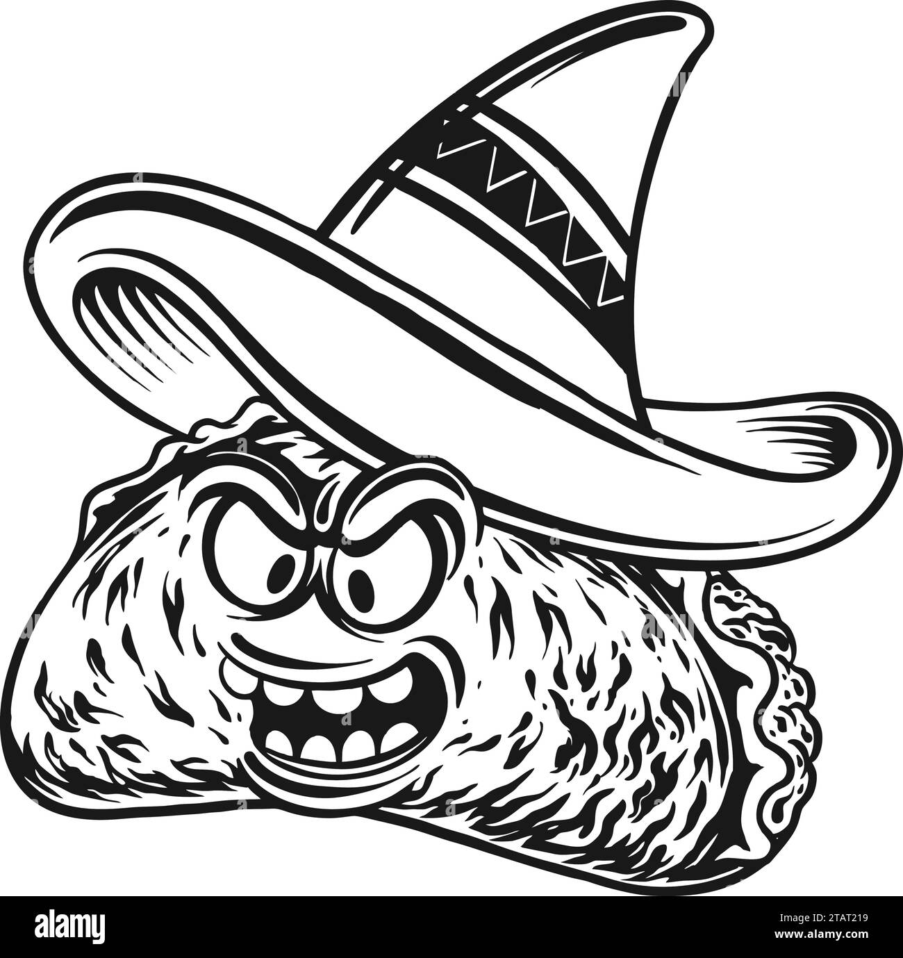 Carrousel de Taco illustrations vectorielles amusantes de silhouette de restauration rapide mexicaine pour votre logo de travail, t-shirt de marchandise, autocollants et dessins d'étiquettes, affiche, Greet Illustration de Vecteur