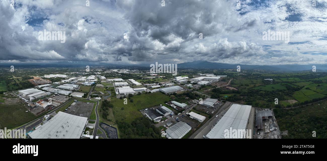 Vue aérienne de la zone de libre-échange de Coyol au Costa Rica Banque D'Images