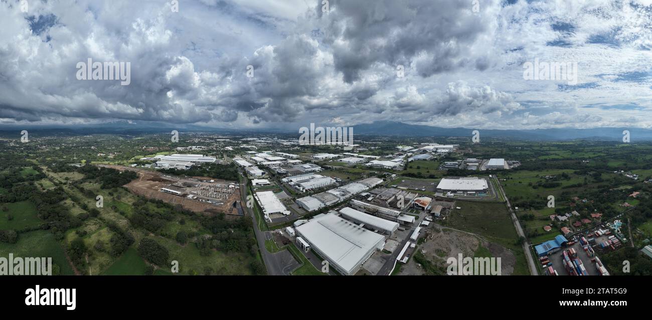 Vue aérienne de la zone de libre-échange de Coyol au Costa Rica Banque D'Images