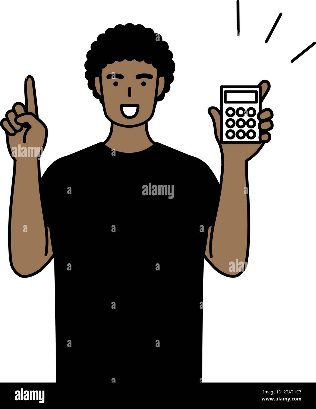 Homme afro-américain tenant une calculatrice et pointant, Illustration vectorielle Illustration de Vecteur