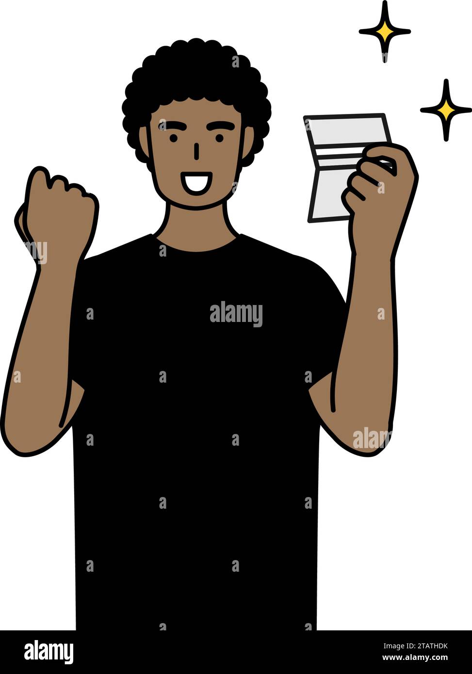 Homme afro-américain qui est heureux de voir un livre de banque, Vector Illustration Illustration de Vecteur