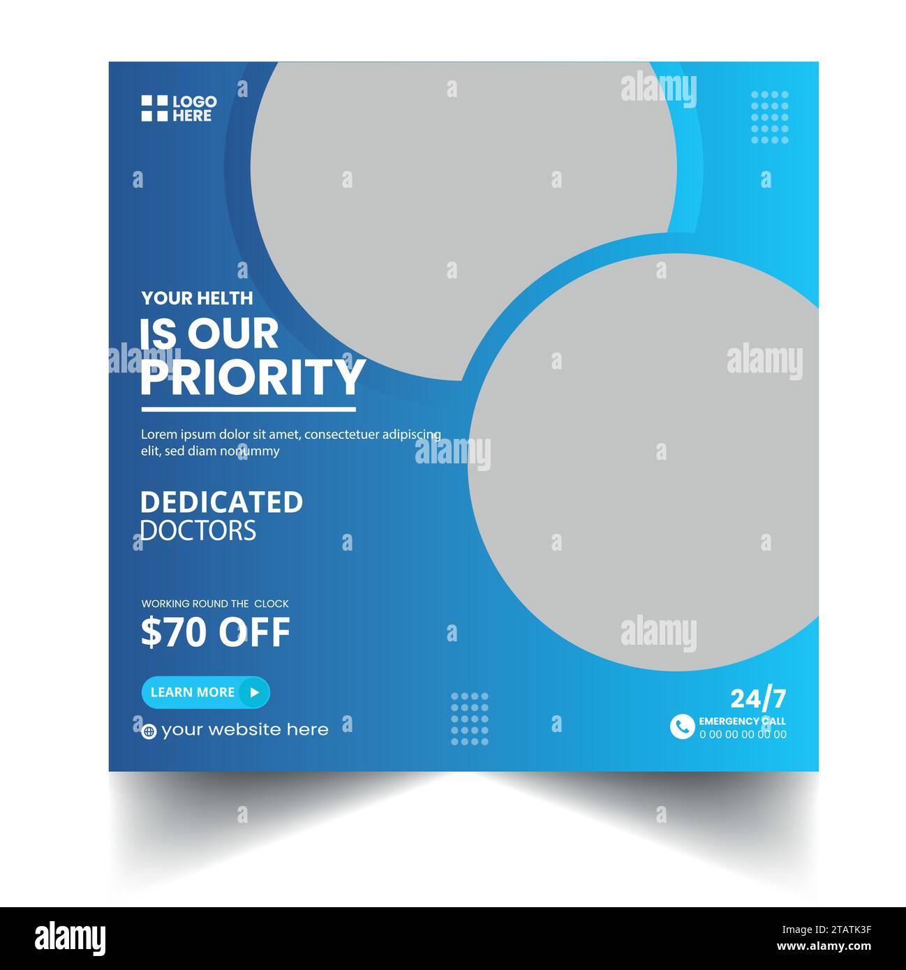 Publications médicales et médicales sur les médias sociaux ou modèles de bannières de prospectus pour les publicités sur les médias sociaux Illustration de Vecteur