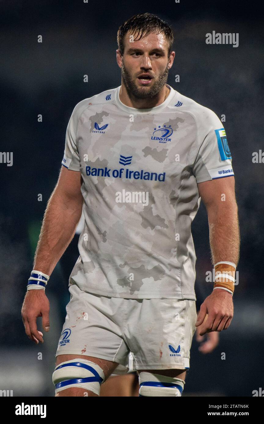 Galway, Irlande. 03 décembre 2023. Jason Jenkins de Leinster lors du match de la ronde 7 du championnat de rugby Uni entre Connacht Rugby et Leinster Rugby au Sportsground à Galway, Irlande le 2 décembre 2023 (photo par Andrew SURMA / crédit : SIPA USA / Alamy Live News Banque D'Images