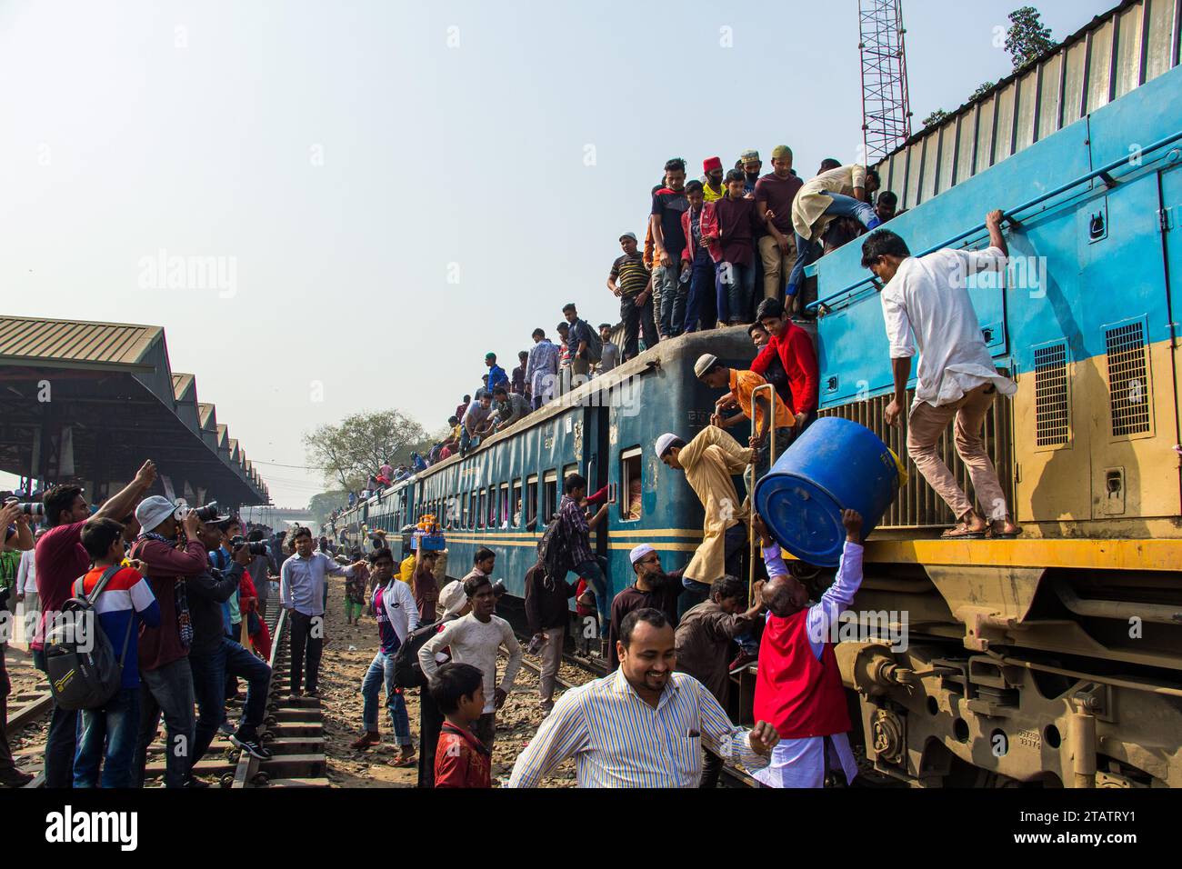 Bishwa Ijtema Voyage en train, cette image a été prise le 19 février 2019, de Tonggi, Bangladesh Banque D'Images