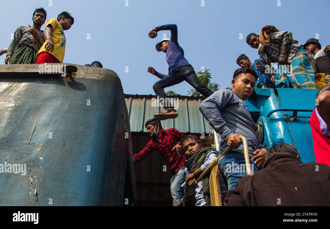 Bishwa Ijtema Voyage en train, cette image a été prise le 19 février 2019, de Tonggi, Bangladesh Banque D'Images