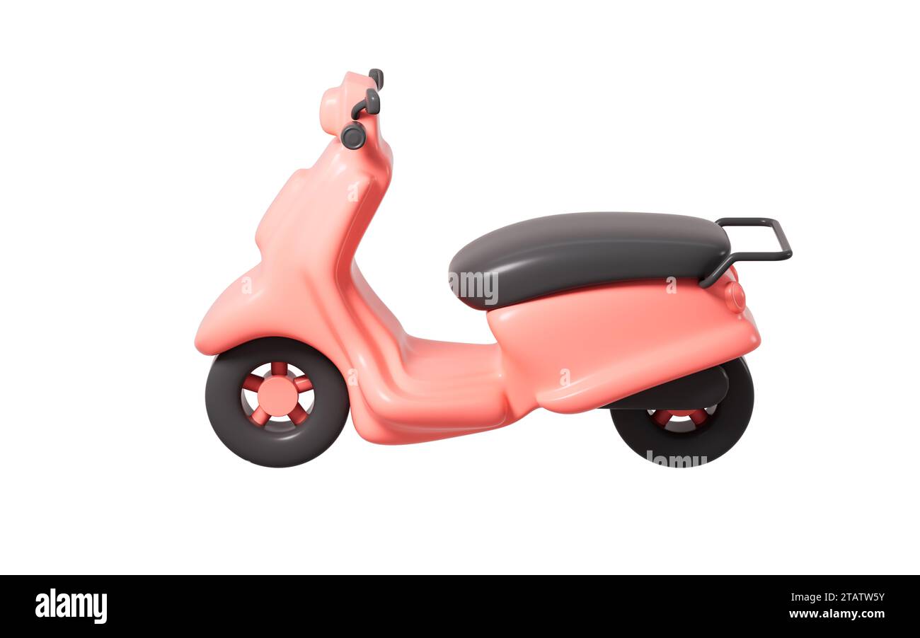 Modèle de scooter de dessin animé, vélo électrique, rendu 3D. illustration 3d. Banque D'Images