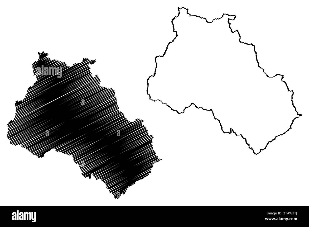 District de Leoben (République d'Autriche ou Österreich, Styrie, Steiermark ou état de Štajerska) illustration vectorielle de carte, croquis griffonnant carte de Bezirk Leoben Illustration de Vecteur