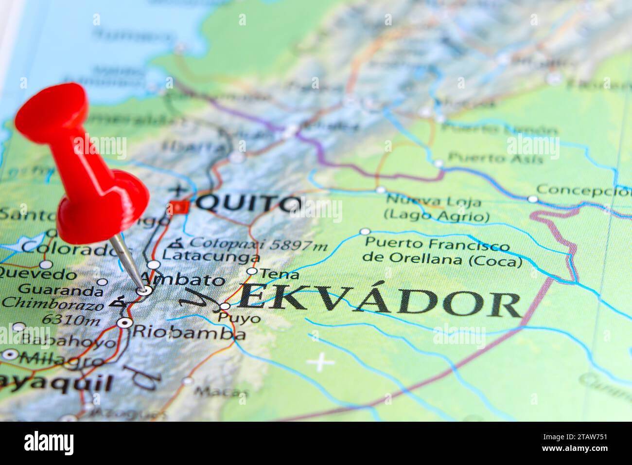 Ambato, Équateur PIN sur la carte Banque D'Images