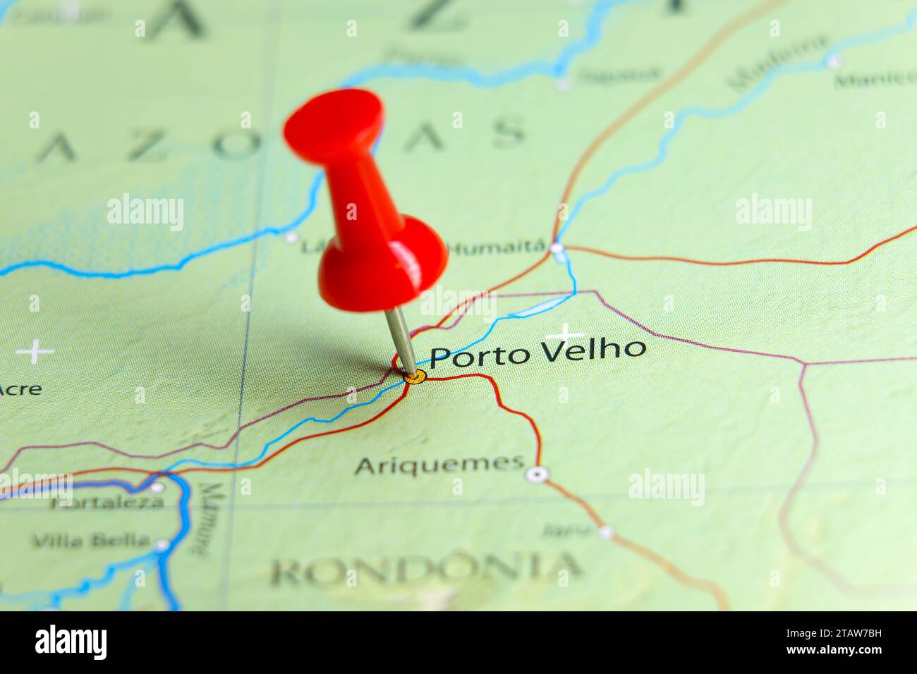 Porto Velho, Brésil PIN sur la carte Banque D'Images