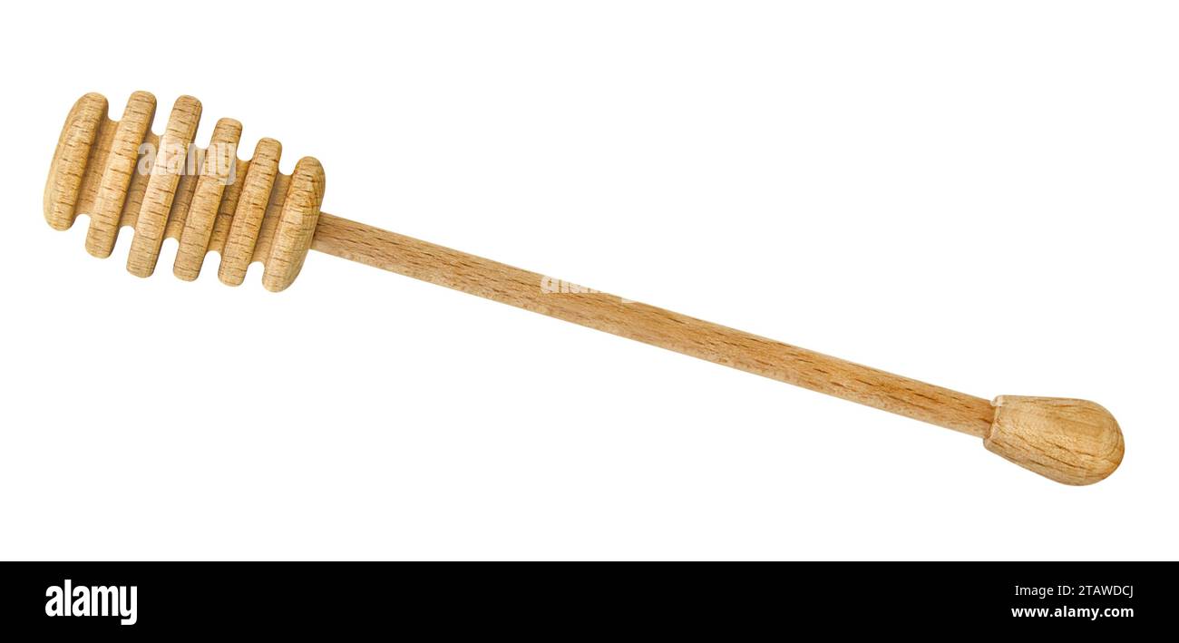 Balancier en bois miel isolé sur fond blanc Banque D'Images