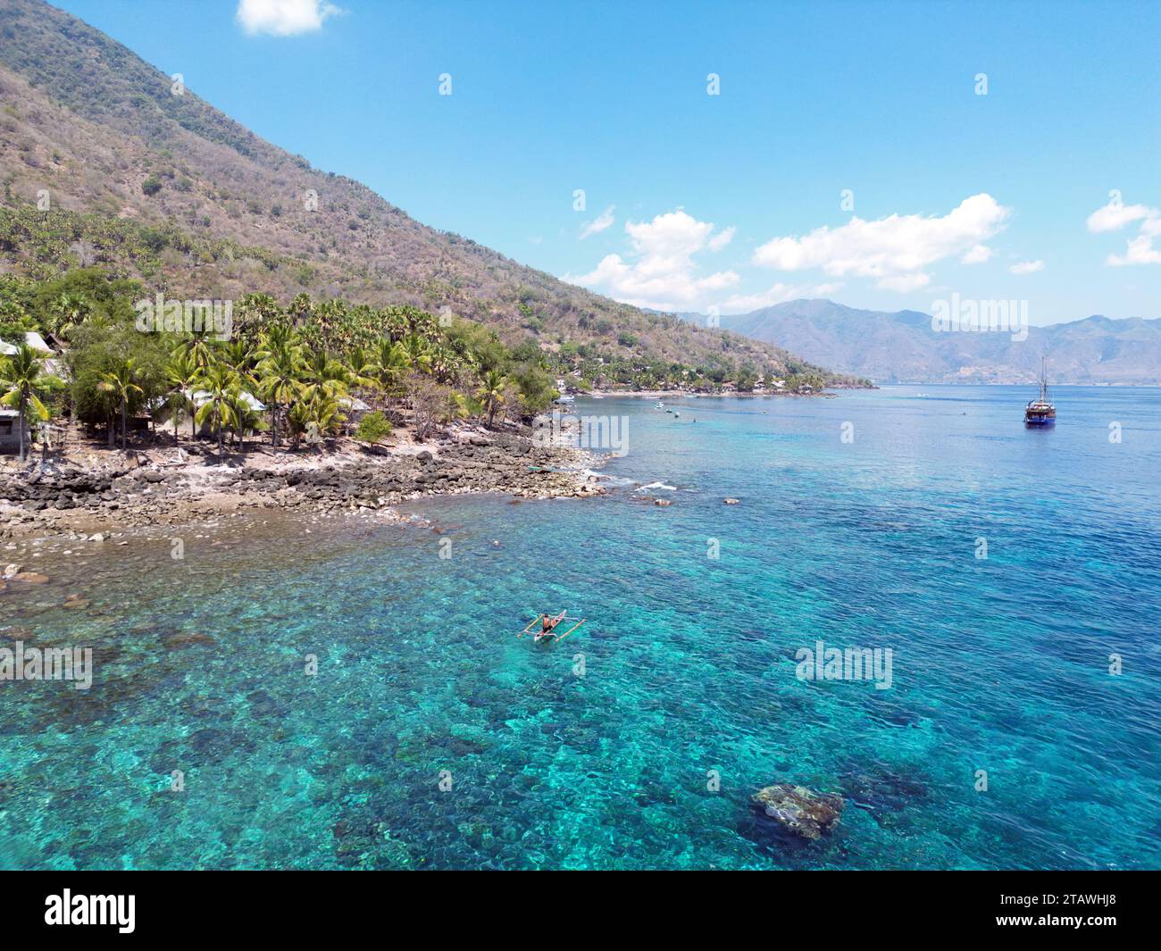 Indonésie Alor - Drone View Pura Island Mer nomades - Bajau - pêche Banque D'Images