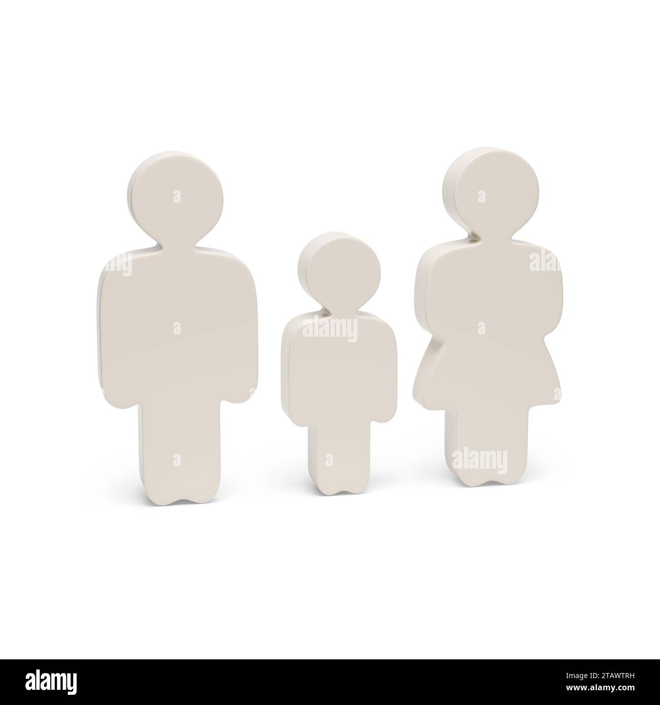 Figurines d'une famille isolée sur fond blanc. illustration 3d. Banque D'Images