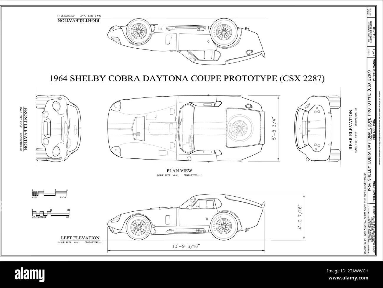 Modèle de voiture prototype Shelby Cobra Daytona coupe 1964 Illustration de Vecteur
