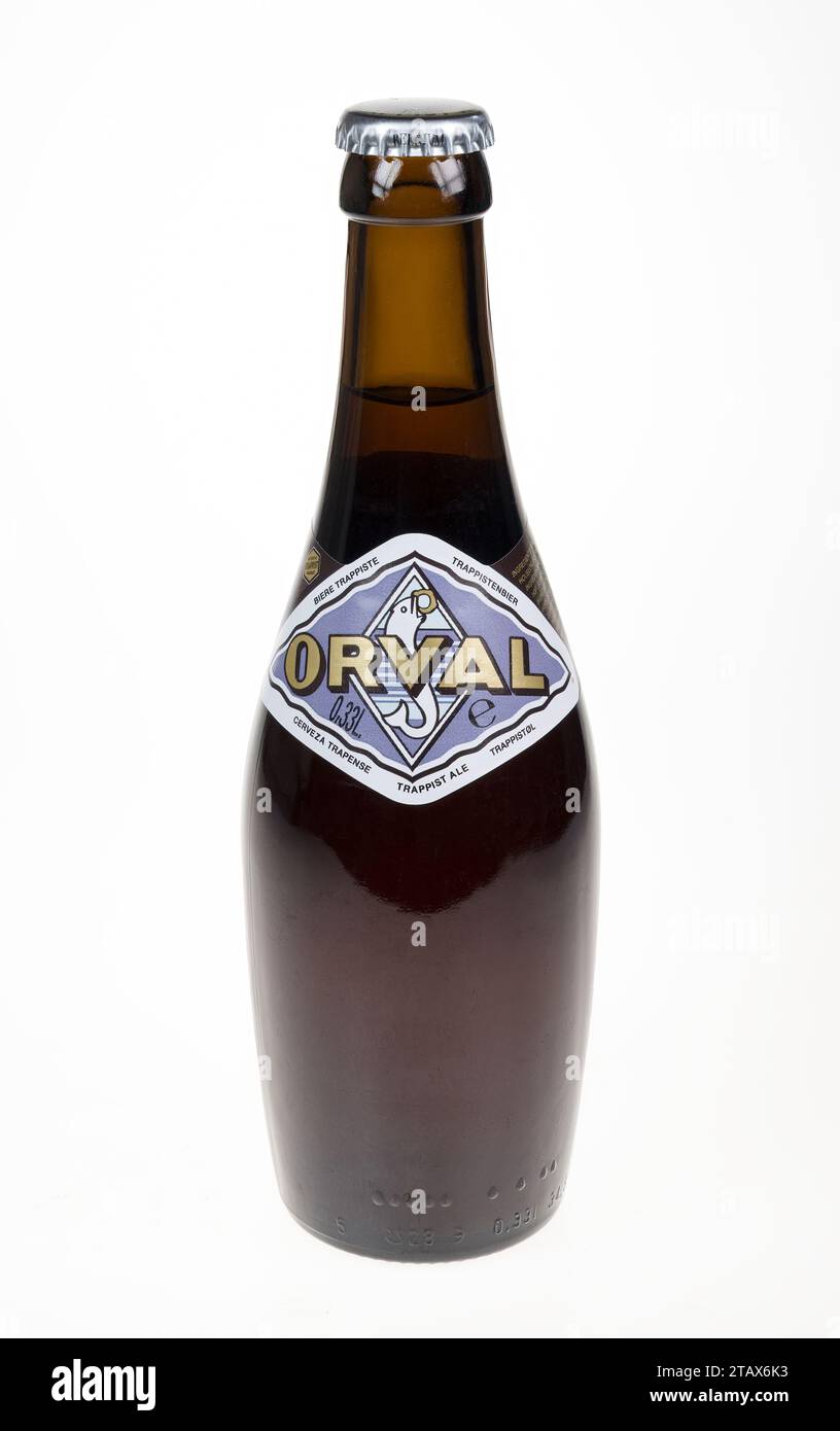 Bouteille de bière trappiste Orval Banque D'Images
