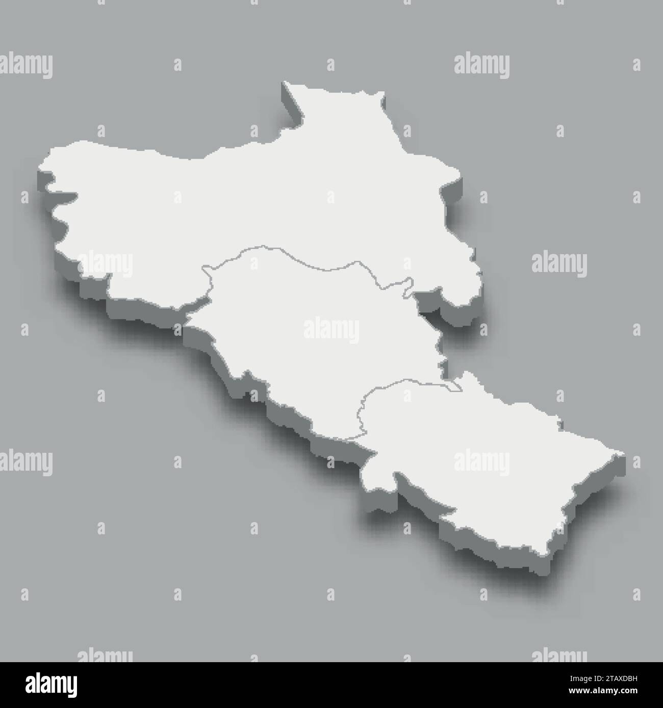 Carte isométrique 3d région de l'Himalaya de l'Inde, isolée avec ombre Illustration de Vecteur
