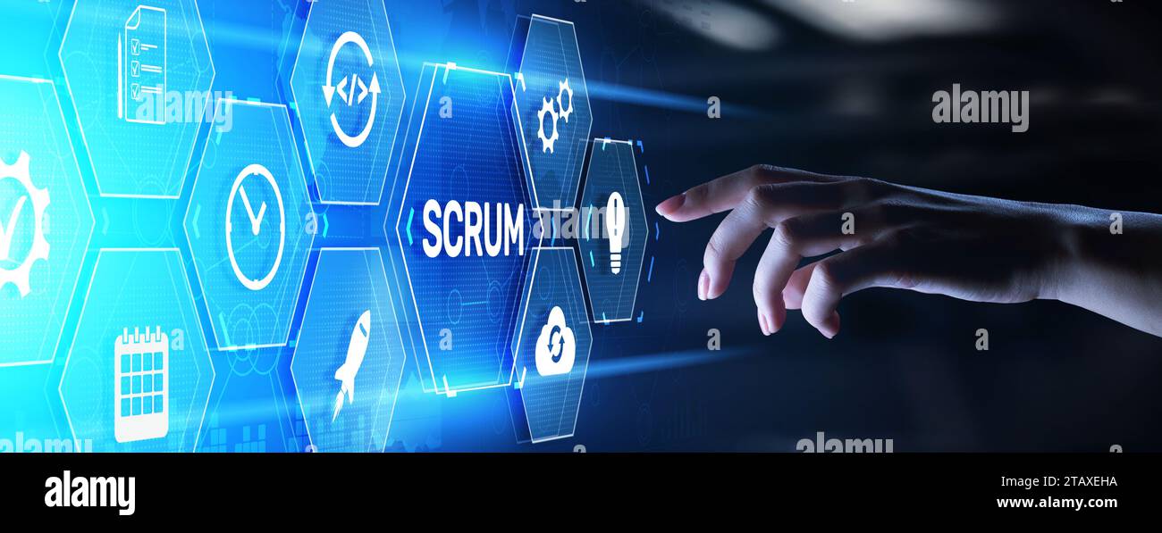 Scrum agile Software Development méthodologie de gestion de projet concept de technologie d'entreprise. Banque D'Images