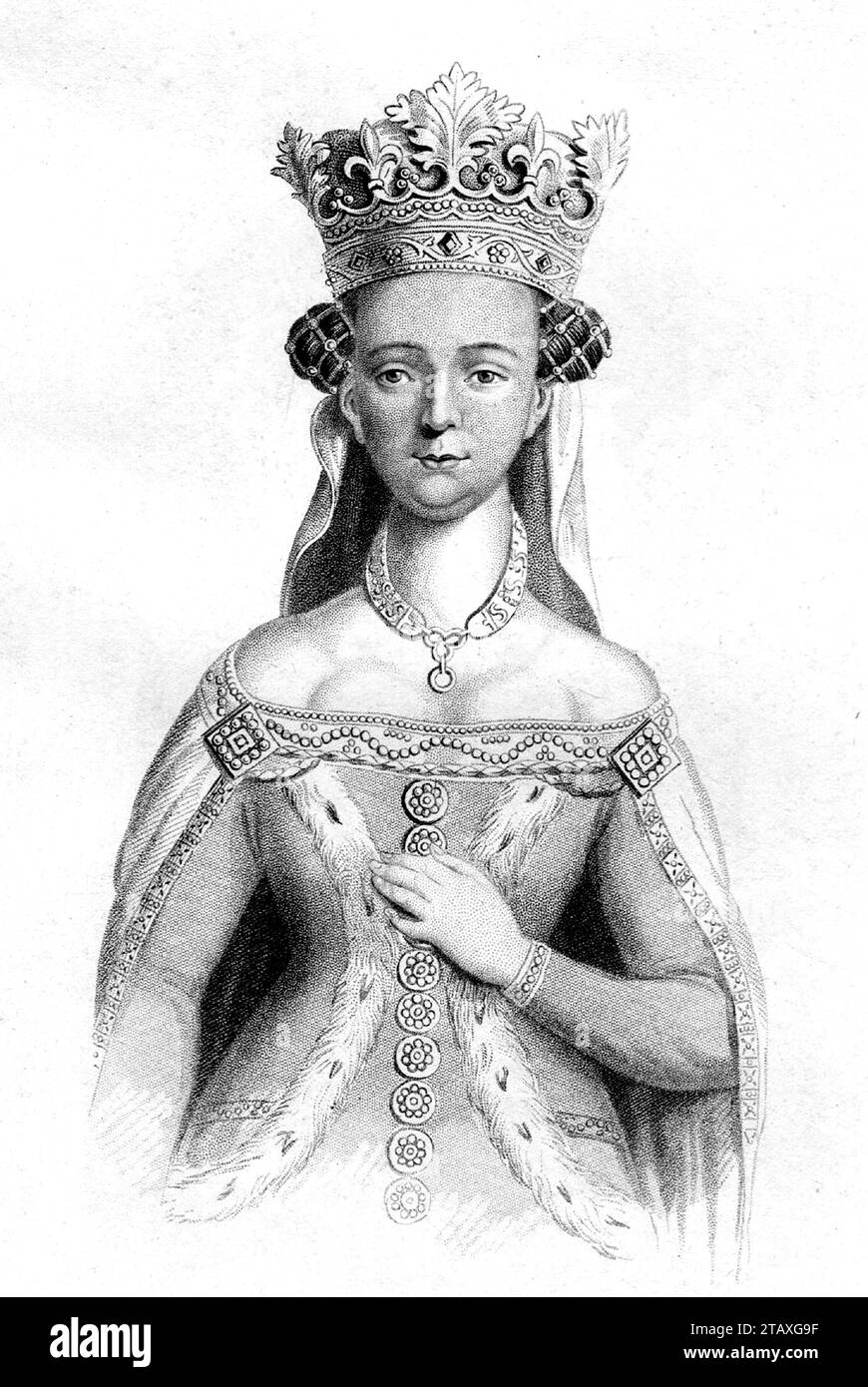 Jeanne de Navarre. Illustration de Jeanne de Navarre, également connue sous le nom de Jeanne (c. 1368- 1437) qui fut reine d'Angleterre en tant que seconde épouse d'Henri IV Banque D'Images